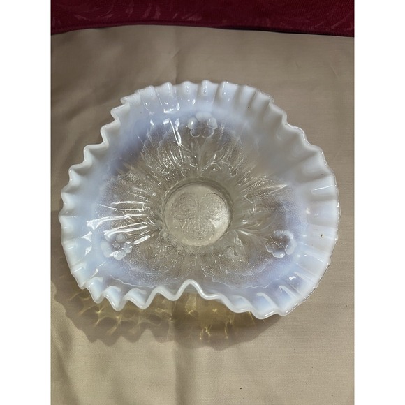 BEAUTIFUL! OPALESCENT BOWL WAVY WITH RUFFLED‎ EDGE 7 X 2.5 (832) - Picture 12 of 12